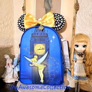 Tinker Bell/Peter Pan Backpack, Blue and Gold Clock Tower  Rare LE Loungefly